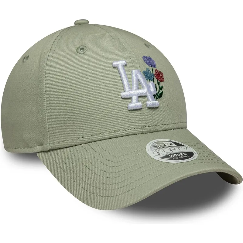 petten-gebogen-groen-verstelbaar-9forty-floral-icon-van-los-angeles-dodgers-mlb-van-new-era