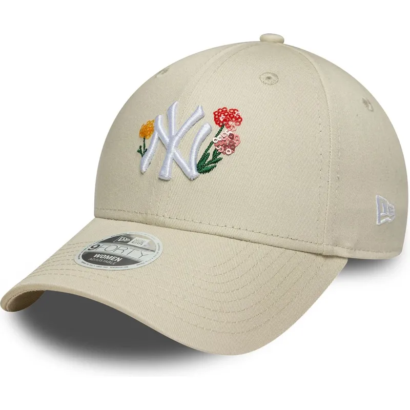 petten-gebogen-beige-verstelbaar-9forty-floral-icon-van-new-york-yankees-mlb-van-new-era