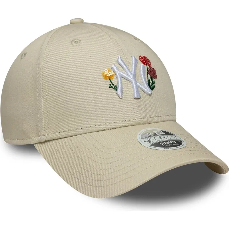 petten-gebogen-beige-verstelbaar-9forty-floral-icon-van-new-york-yankees-mlb-van-new-era
