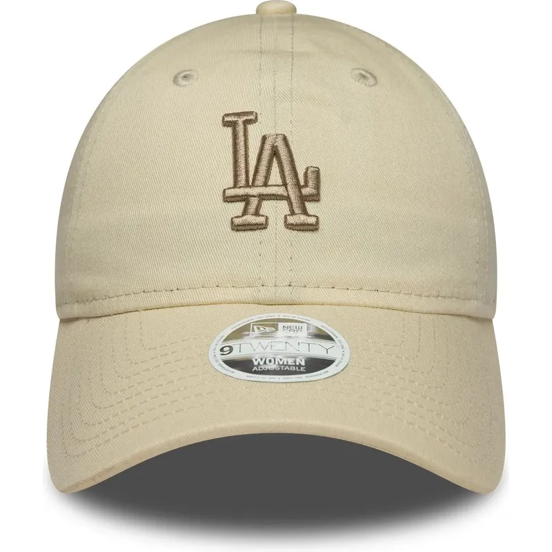 petten-gebogen-beige-verstelbaar-9twenty-league-essential-midi-van-los-angeles-dodgers-mlb-van-new-era
