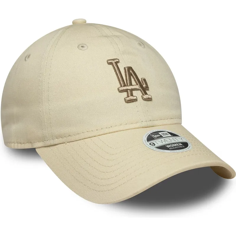petten-gebogen-beige-verstelbaar-9twenty-league-essential-midi-van-los-angeles-dodgers-mlb-van-new-era