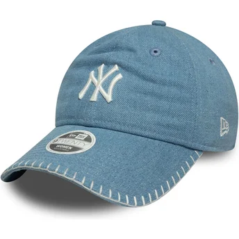Petten gebogen blauw verstelbaar 9TWENTY Denim Stitch van New York Yankees MLB van New Era