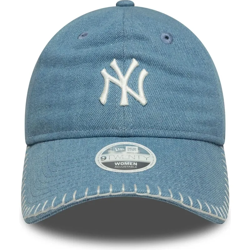 petten-gebogen-blauw-verstelbaar-9twenty-denim-stitch-van-new-york-yankees-mlb-van-new-era