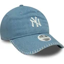 petten-gebogen-blauw-verstelbaar-9twenty-denim-stitch-van-new-york-yankees-mlb-van-new-era