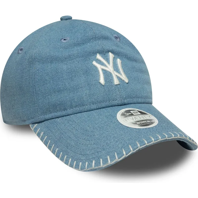 petten-gebogen-blauw-verstelbaar-9twenty-denim-stitch-van-new-york-yankees-mlb-van-new-era