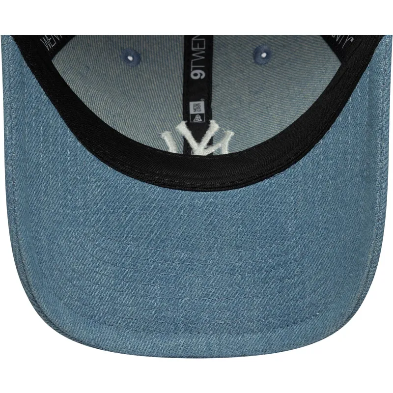 petten-gebogen-blauw-verstelbaar-9twenty-denim-stitch-van-new-york-yankees-mlb-van-new-era