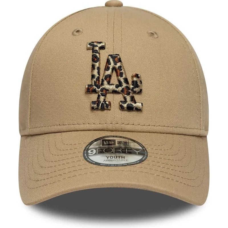 petten-gebogen-bruin-verstelbaar-voor-kinderen-9forty-animal-infill-van-los-angeles-dodgers-mlb-van-new-era