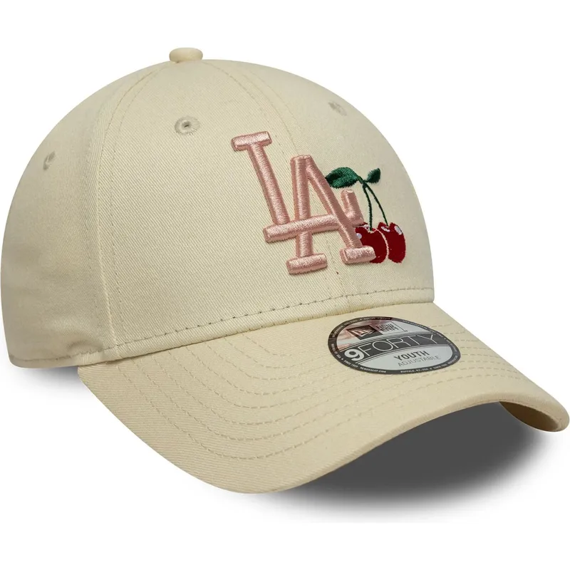 petten-gebogen-beige-verstelbaar-voor-kinderen-9forty-fruit-icon-van-new-york-yankees-mlb-van-new-era