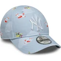 petten-gebogen-blauw-verstelbaar-voor-kinderen-9forty-plane-all-over-print-van-new-york-yankees-mlb-van-new-era