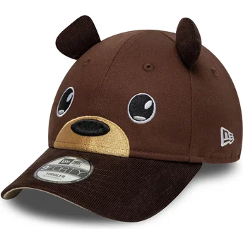 Petten gebogen bruin verstelbaar voor kinderen 9FORTY Cord Ears van New Era
