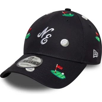 Petten gebogen marineblauw verstelbaar 9FORTY Golf All Over Print van New Era