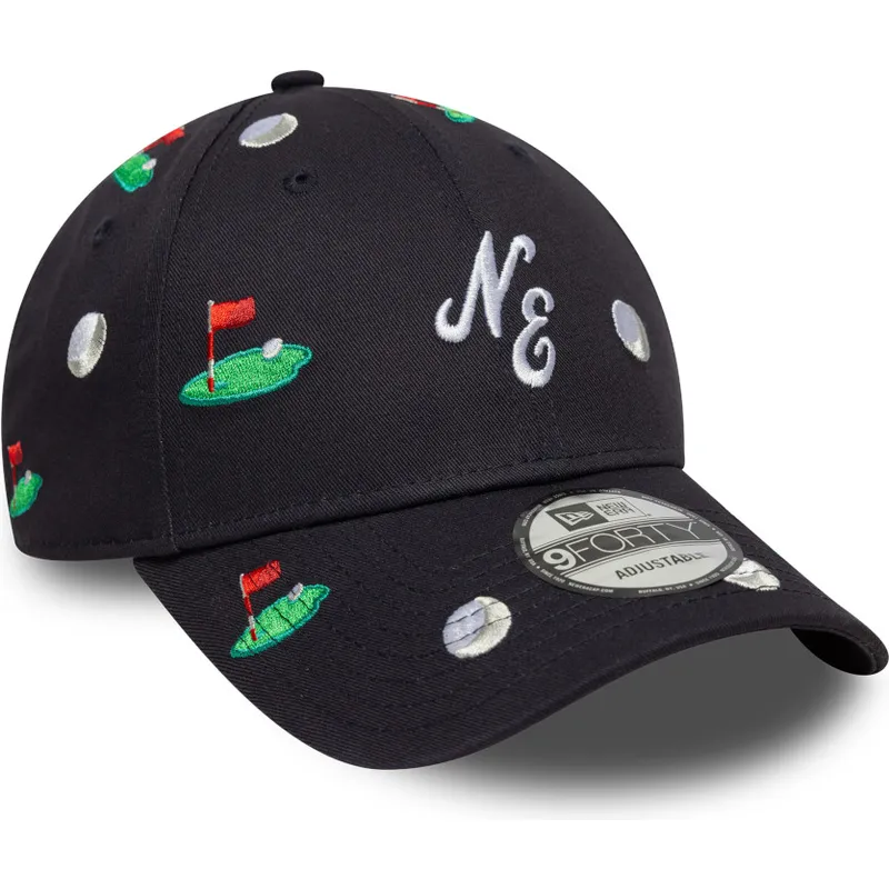 petten-gebogen-marineblauw-verstelbaar-9forty-golf-all-over-print-van-new-era