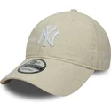 petten-gebogen-beige-verstelbaar-9twenty-linen-van-new-york-yankees-mlb-van-new-era
