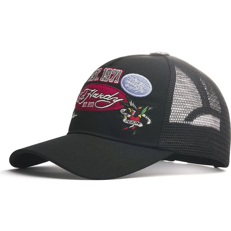petten-gebogen-zwart-snapback-est-1971-varsity-van-ed-hardy
