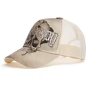 petten-gebogen-beige-snapback-gothic-skull-graphic-van-ed-hardy
