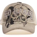 petten-gebogen-beige-snapback-gothic-skull-graphic-van-ed-hardy