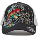 petten-gebogen-zwart-snapback-1971-koi-fish-van-ed-hardy