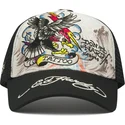 petten-gebogen-wit-snapback-tattoo-eagle-graphic-van-ed-hardy