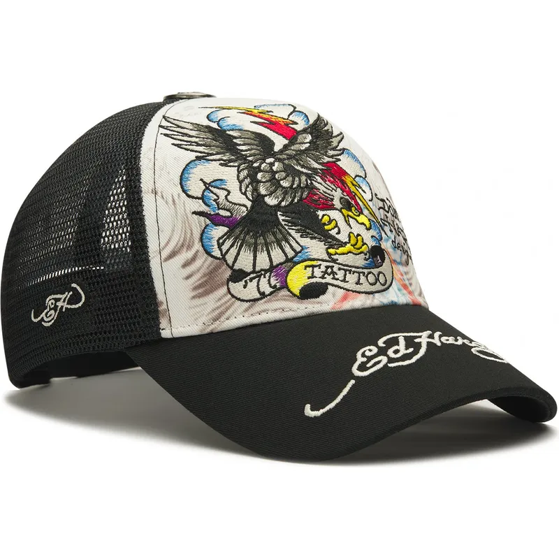 petten-gebogen-wit-snapback-tattoo-eagle-graphic-van-ed-hardy