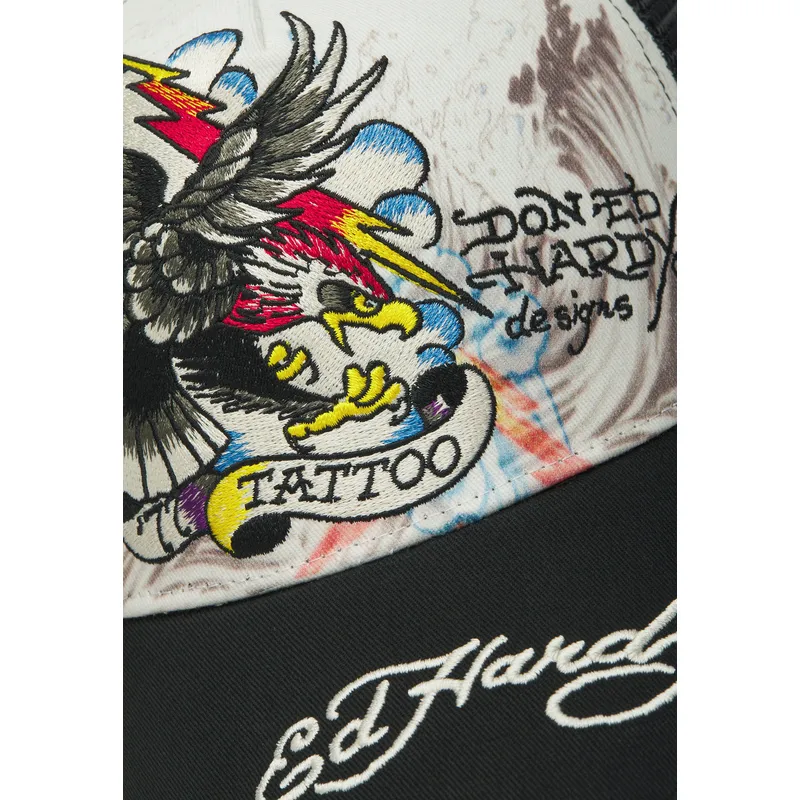 petten-gebogen-wit-snapback-tattoo-eagle-graphic-van-ed-hardy