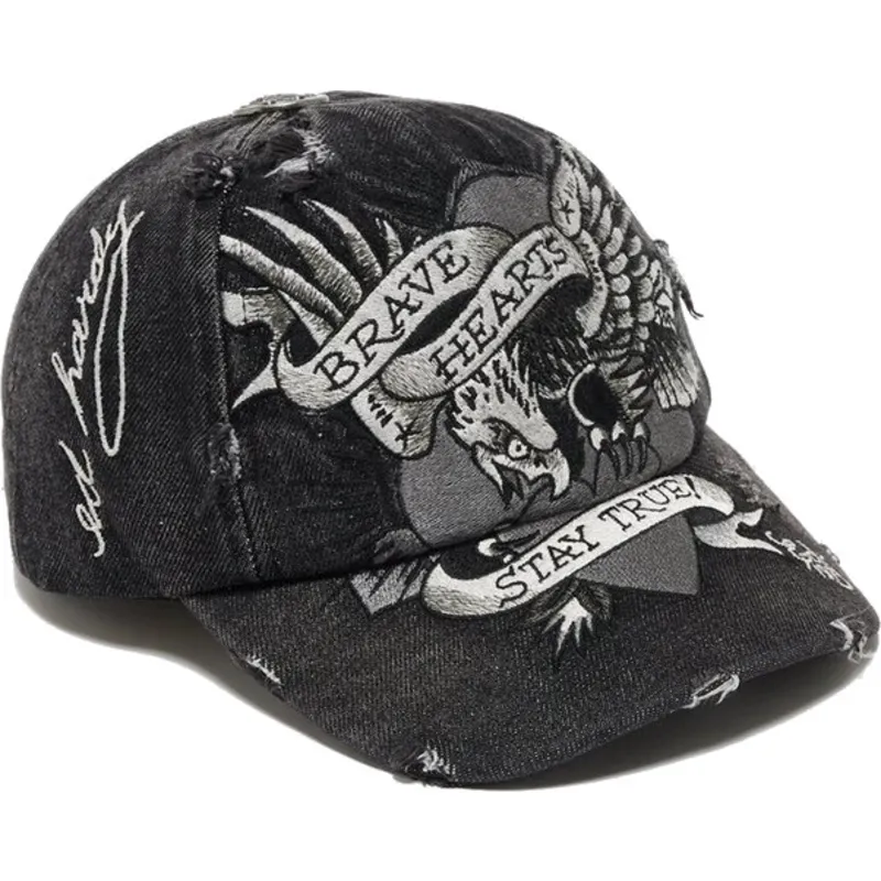 petten-gebogen-zwart-verstelbaar-brave-hearts-van-ed-hardy