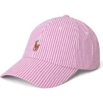 Petten gebogen roze verstelbaar Stretch Seersucker van Polo Ralph Lauren