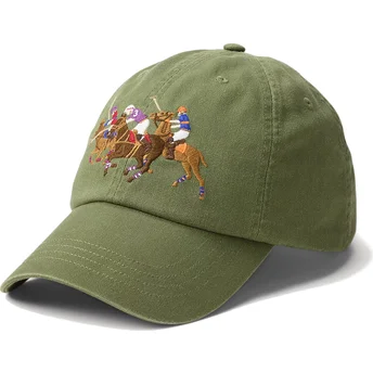 Petten gebogen groen verstelbaar Twill Triple Pony van Polo Ralph Lauren
