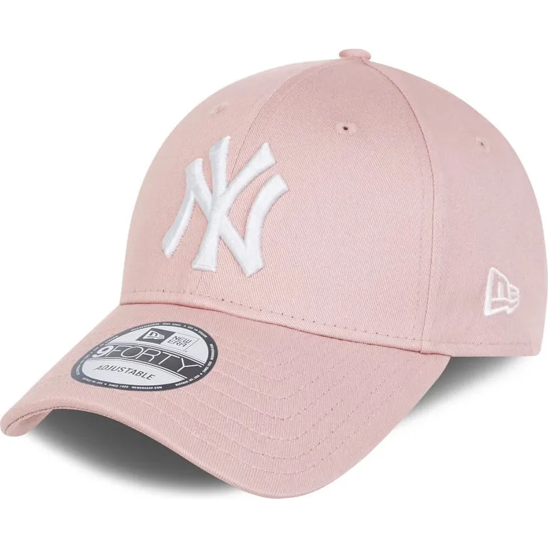 petten-gebogen-roze-verstelbaar-9forty-league-essential-van-new-york-yankees-mlb-van-new-era