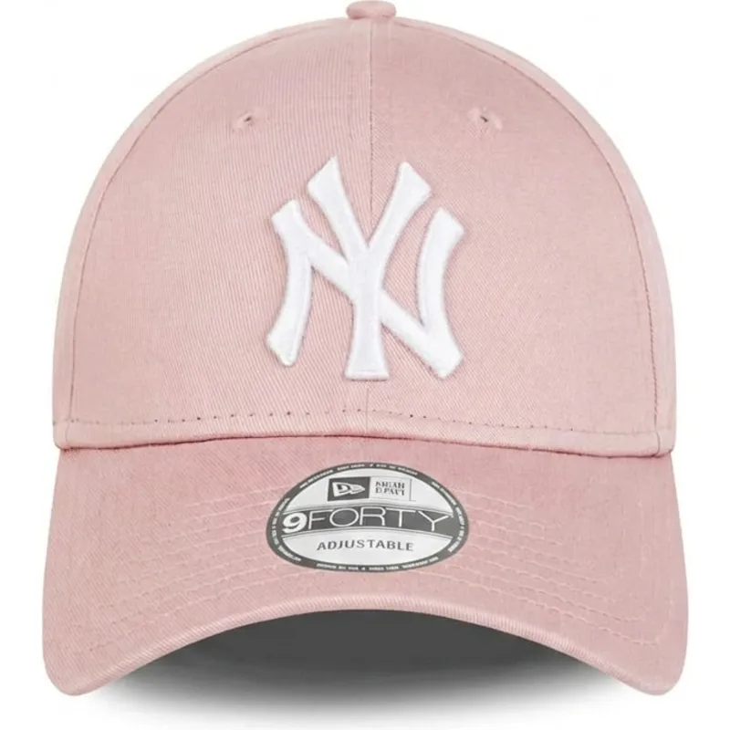 petten-gebogen-roze-verstelbaar-9forty-league-essential-van-new-york-yankees-mlb-van-new-era