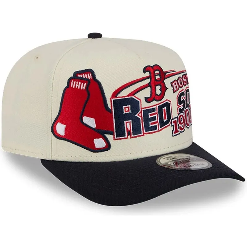 petten-gebogen-beige-snapback-9fifty-a-frame-classic-van-boston-red-sox-mlb-van-new-era