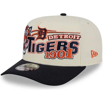 Petten gebogen beige snapback 9FIFTY A Frame Classic van Detroit Tigers MLB van New Era