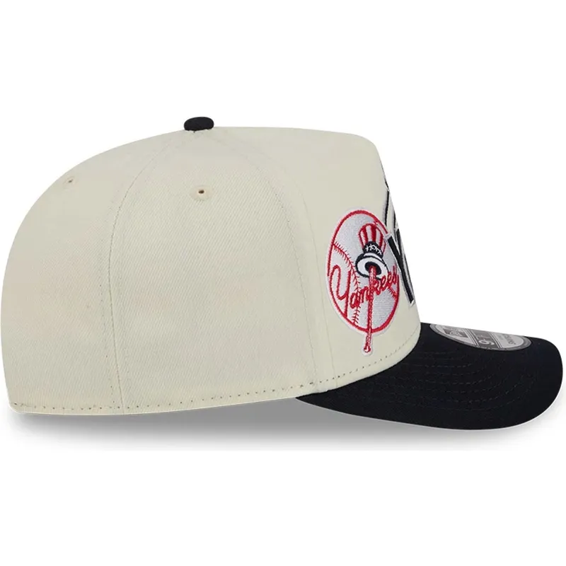 petten-gebogen-beige-snapback-9fifty-a-frame-classic-van-new-york-yankees-mlb-van-new-era