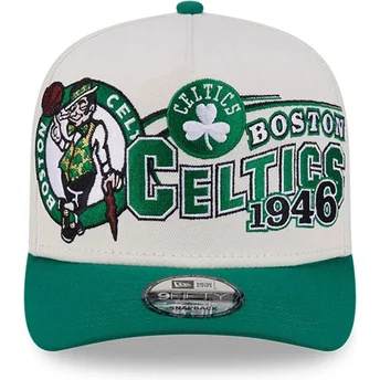 Petten gebogen beige snapback 9FIFTY A Frame Classic van Boston Celtics NBA van New Era
