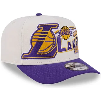 Petten gebogen beige snapback 9FIFTY A Frame Classic van Los Angeles Lakers NBA van New Era