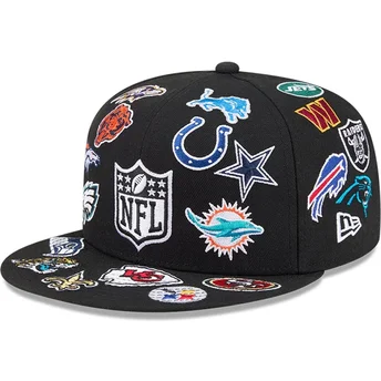 Petten plat zwart fitted 59FIFTY All Over van NFL van New Era