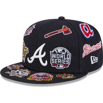 Petten plat zwart fitted 59FIFTY All Over van Atlanta Braves MLB van New Era