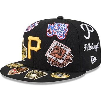Petten plat zwart fitted 59FIFTY All Over van Pittsburgh Pirates MLB van New Era