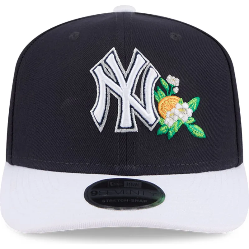 petten-gebogen-marineblauw-snapback-9seventy-stretch-snap-flower-van-new-york-yankees-mlb-van-new-era
