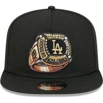 Petten plat zwart snapback 9FIFTY A Frame Ring van Los Angeles Dodgers MLB van New Era