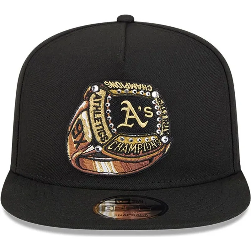 petten-plat-zwart-snapback-9fifty-a-frame-ring-van-oakland-athletics-mlb-van-new-era