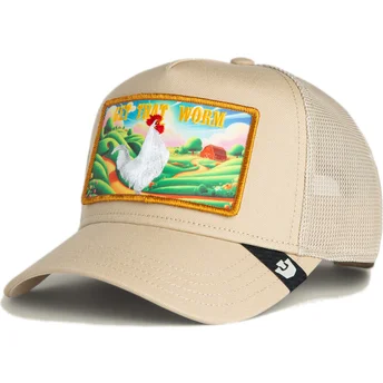 Petten gebogen beige snapback Get That Worm Greener Grass The Farm van Goorin Bros.