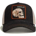 petten-gebogen-zwart-snapback-cancelled-denim-skull-the-farm-van-goorin-bros