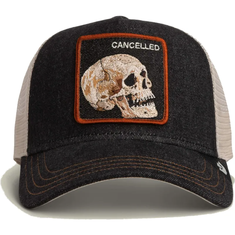 petten-gebogen-zwart-snapback-cancelled-denim-skull-the-farm-van-goorin-bros