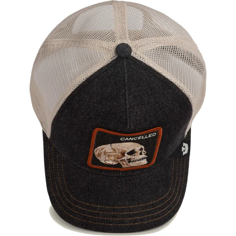 petten-gebogen-zwart-snapback-cancelled-denim-skull-the-farm-van-goorin-bros