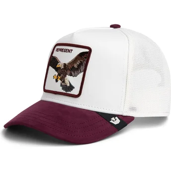 Petten gebogen rood snapback Represent Microsuede Eagle The Farm van Goorin Bros.