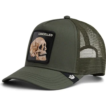 Petten gebogen groen snapback The Cancelled Skull The Farm van Goorin Bros.