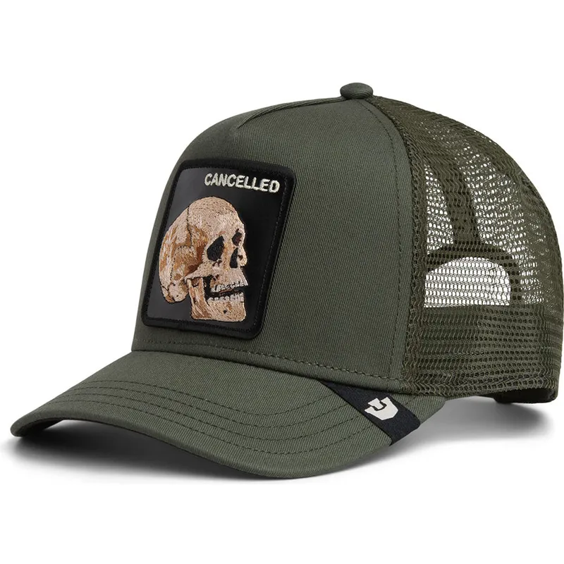 petten-gebogen-groen-snapback-the-cancelled-skull-the-farm-van-goorin-bros