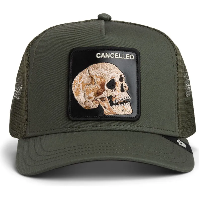 petten-gebogen-groen-snapback-the-cancelled-skull-the-farm-van-goorin-bros