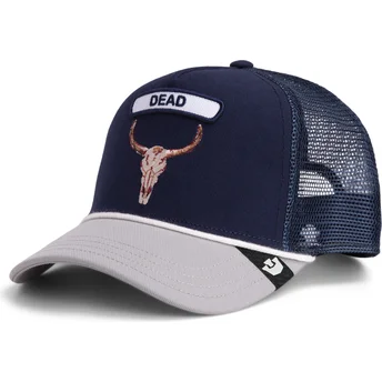 Petten gebogen marineblauw snapback Pop Rocker Skull The Farm van Goorin Bros.