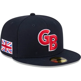 Petten plat marineblauw fitted 59FIFTY Great Britain 2026 World Baseball Classic van World Baseball Classic van New Era